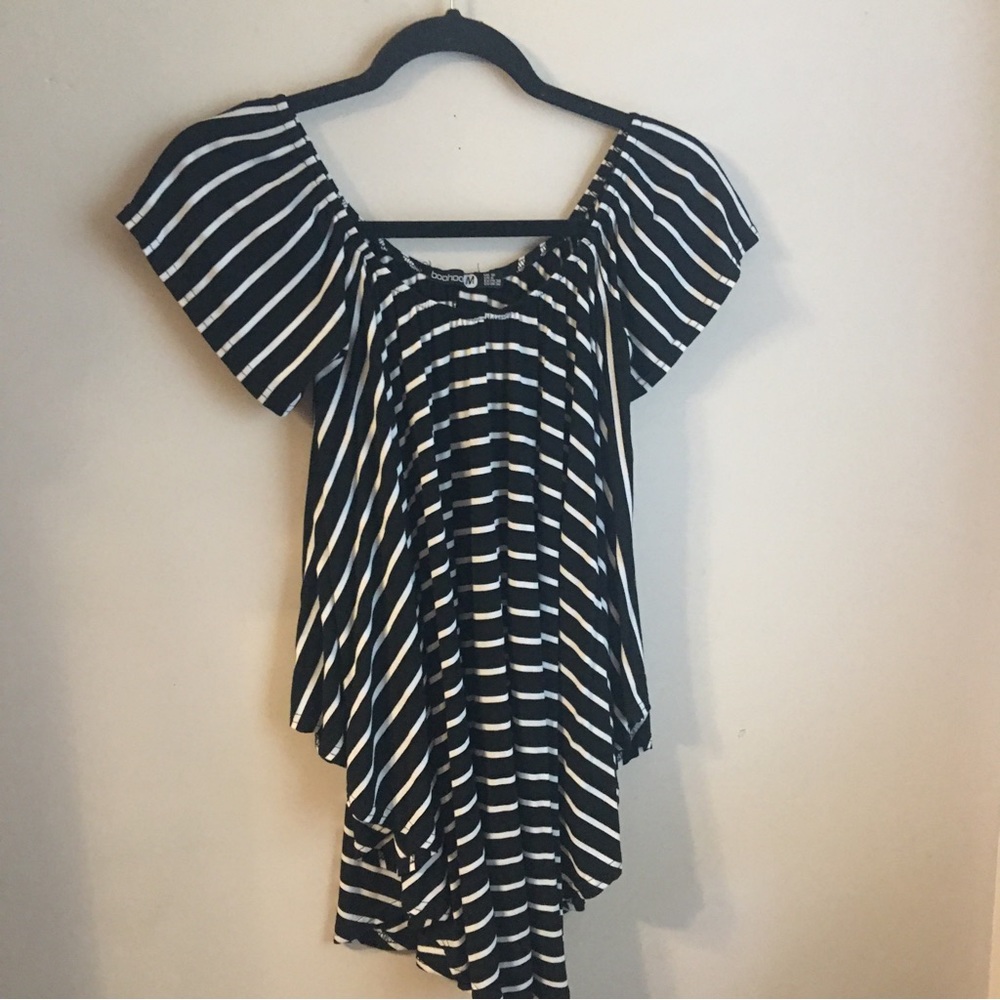 Boohoo Women Strip Blouse Size Medium